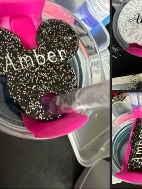 “Amber” Set of 3 Personalized Glitter Stanley Cup lid charms for 30oz cups.